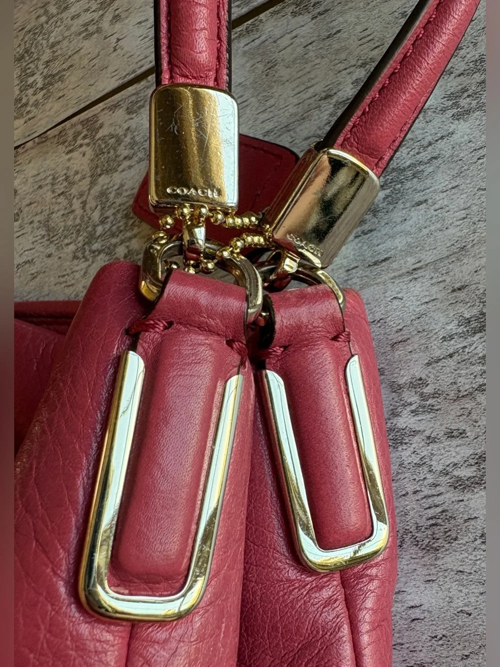 Preloved COACH MADISON PHOEBE LEATHER SHOULDER BAG PURSE PINK PEONY